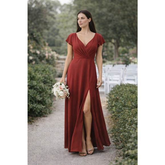 Azazie Dresses & Skirts - Azazie Rylee Bridesmaid Dress A10 Floor Length Slit Formal Gown Chiffon